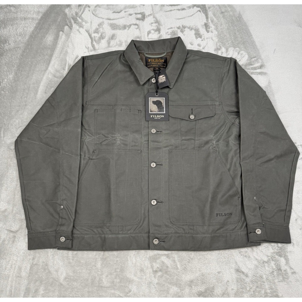 CC Filson Tin Cloth Cruiser Jacket Mens 2XL XXL Waxed Cotton Mackinaw Gray Chore